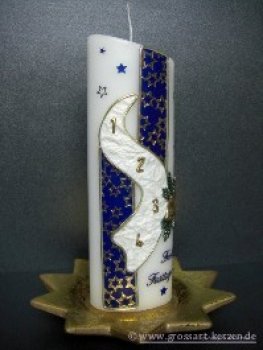 Weihnachtskerze "Adventszahlen mit Sterne "oval